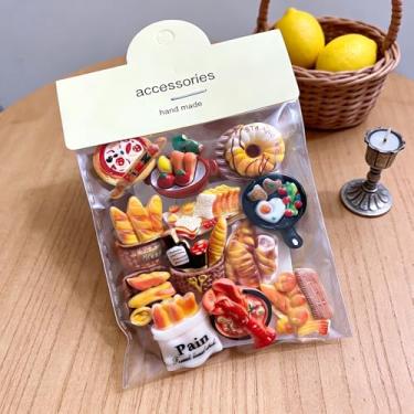 Imagem de 12 peças mini ímãs de geladeira de pão estilo europeu, ímã de geladeira magnético fofo, pequenos ímãs decorativos de cozinha, para notas, organização de fotos, decoração de cozinha, projetos DIY e