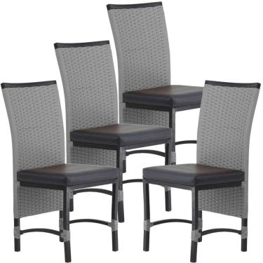 Imagem de 4 Cadeira Corda Náutica Saia Longa Cozinha área Edícula Prata