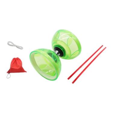 Imagem de MERIGLARE Conjunto de Diabolo Chinês com Rolamento Triplo Resistente Clássico Divertido Presentes Acessórios Ioiô Chinês para Crianças Adultos Iniciantes Jardim, Verde