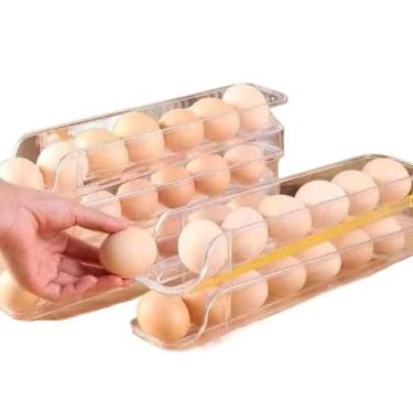 Imagem de Porta Ovos Deslizante Organizador Para Geladeira De 4 Camadas Automática Rolantes (2 PEÇAS 3 ANDARES)