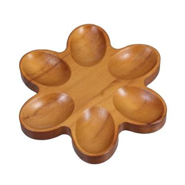 Imagem de Angoily Bandeja de madeira para ovos com 6 ovos, travessa de servir, bancada de cozinha ou armazenamento de geladeira, marrom