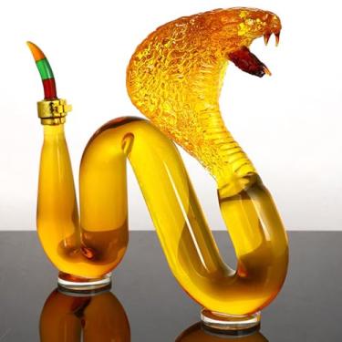 Imagem de Garrafa de vinho vazia em formato de cobra em forma de cobra 750 ml, garrafa de vinho vazia para armazenamento de bebidas alcoólicas, tequila de bourbon, decoração de bar, presente de aposentadoria