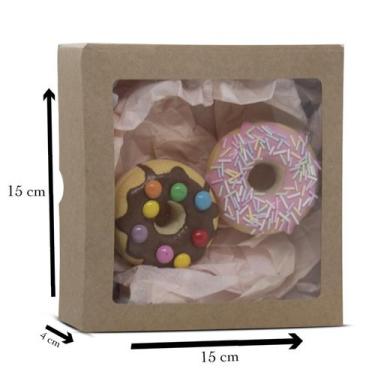 Imagem de 20 Caixas de Papel Cartão ou Kraft Com Visor- 15x15x4  - Kaiambá Embal