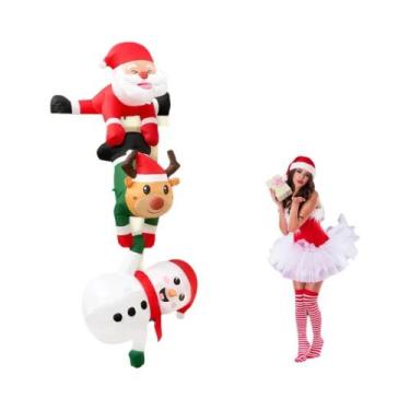 Imagem de Papai Noel Inflável De Natal De 8 Pés Com Rena E Boneco De Neve, Decor