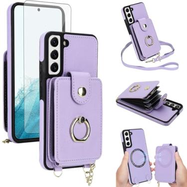 Imagem de Asuwish Capa de telefone para Samsung Galaxy S22 5G capa carteira magnética destacável e protetor de tela anel suporte compatível com bloqueio de RFID MagSafe S 22 22S 4G G5 6,1 polegadas para