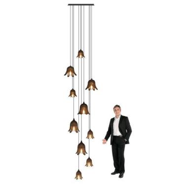 Imagem de Lustre Pendente Para Sala Pé direito Alto Duplo Flora Preto - Otago