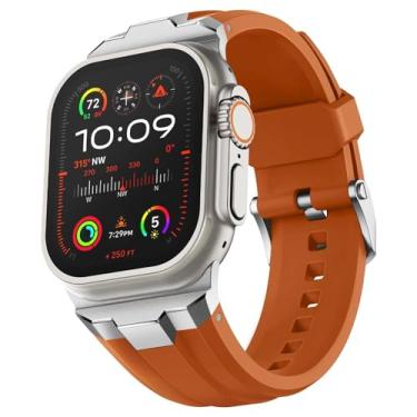 Imagem de VEVEL Pulseira de relógio esportivo, para Apple Watch Ultra 2 49 mm, 45 mm, 44 mm, 42 mm, conector de aço inoxidável 316L, resistente, pulseira de silicone durável para iWatch Ultra 9 8 7 6 5 4 3 SE