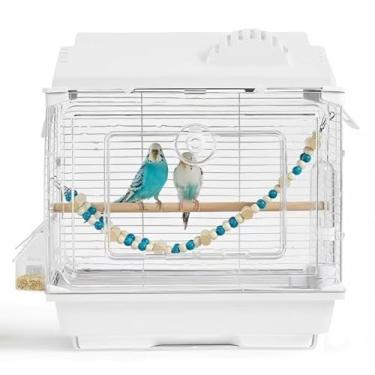 Imagem de Gaiola de pássaro de visão clara, pequena gaiola para interior e viagem para periquito, papagaio, periquitos, calopsitas, canários | Materiais seguros e fáceis de limpar |