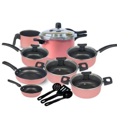 Imagem de Jogo de Panelas Munique Teflon 11 Pçs Panela de pressão Fech. Externo 