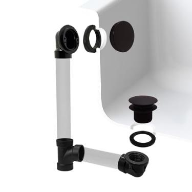 Imagem de Westbrass Conjunto de resíduos de banho A593ARK-12 Sch. Pacote de encanador ABS 40 com plugue de drenagem na ponta do pé e placa frontal de transbordamento ilusório, bronze polido a óleo