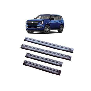 Imagem de GZBFTDH Protetor de soleira de porta compatível com acessórios Nissan Armada Y63 2025-2026, material de aço inoxidável escovado preto (Preto)