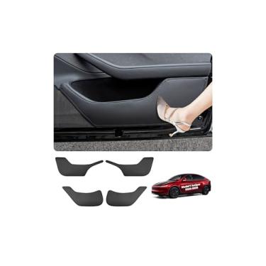 Imagem de cybtkcar 2026 Tesla Protetor de porta de carro modelo Y Juniper protetor antichute tapete antisujidade impermeável resistente à poeira capa protetora de couro modelo Y acessórios 4 peças