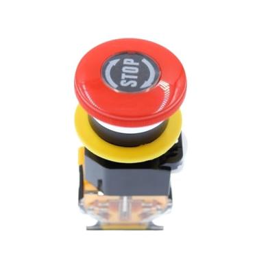 Imagem de 1 peça interruptor de botão de emergência LA38-11ZS Interruptor de botão de parada de emergência com cabeça de cogumelo autotravamento 22 mm