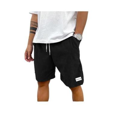 Imagem de Bermudas Casuais De Corduroy Para Homens, Cor Sólida, Para Praia, Basq