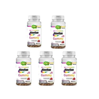 Imagem de Kit 5 Multivitamínico Gummy Unilife Bioviton 5x30 Gomas De Framboesa-Unissex