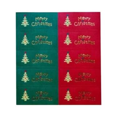 Imagem de Adesivos Decorativos Vintage De Papel Kraft Para Árvore De Natal 50un.