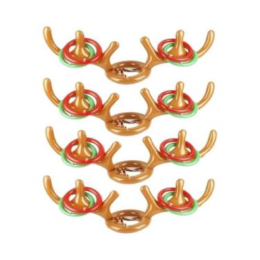 Imagem de Conjunto De Jogo De Argolas Com Chifres De Rena Marrom Para Festas De 