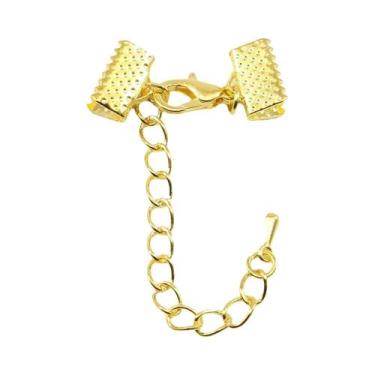 Imagem de 10 Peças De Fechos De Cordão De Couro Com Correntes E Fechos Lagosta P