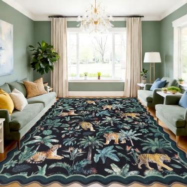 Imagem de U'Artlines Tapete de área de tigre para sala de jogos, tapete infantil lavável de 2,4 x 3 m, antiderrapante, resistente a manchas, tapete grande para sala de estar, tapete macio com estampa de animais