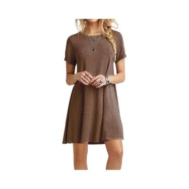 Imagem de Vestido Mini Casual De Verão Para Mulheres, Estilo Boho, Cor Sólida, D