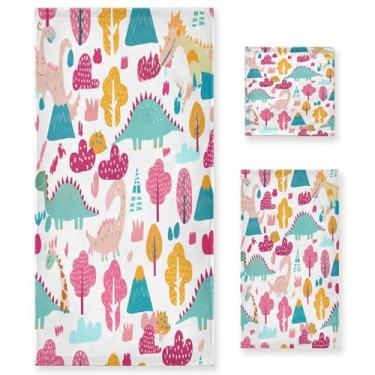 Imagem de xigua Dinossauros Conjunto de toalhas de banheiro absorvente macio 3 peças toalha de banho toalha de mão toalhas decorativas para banheiro, academia, hotel, praia, piscina