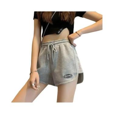 Imagem de Shorts Esportivos Femininos De Cintura Alta Com Cordão, Casuais, Finos