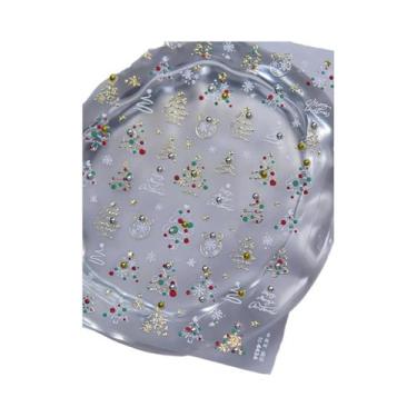 Imagem de Adesivos De Unha De Natal Com Floco De Neve Rosa, Decalques De Unha 5D