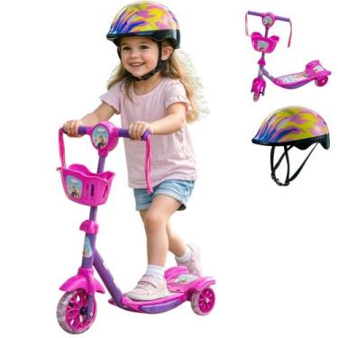 Imagem de Kit Patinete Infantil Ajustavel com Luz e Som Acompanha Capacete Diver