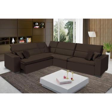 Imagem de Sofá Milão 2.50x3.75m De Canto, Retrátil E Reclinável - Marrom