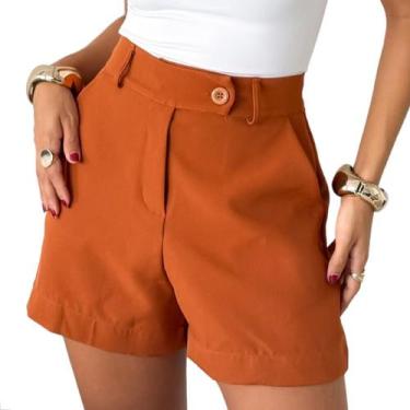Imagem de Short tecido em alfaiataria com Bolso Zíper e Botão Lunii Cor:Caramelo