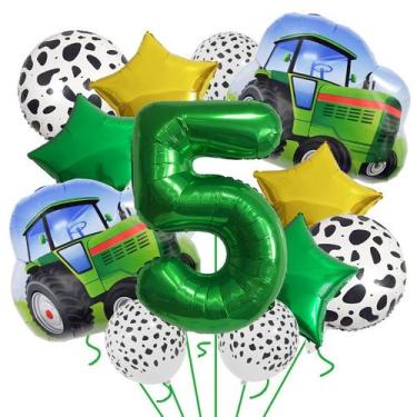Imagem de Conjunto de balões de festa com tema de trator agrícola, 13 unidades  