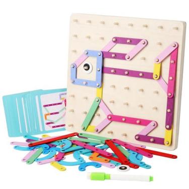 Imagem de Brinquedo matemático de madeira Pegboard Puzzle Montessori para aprend