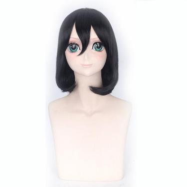 Imagem de Peruca de cosplay MikasaAckermans, cabelo sintético, 40cm, preta - tai
