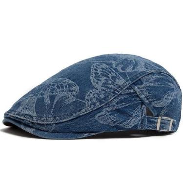 Imagem de Boné unissex com estampa de borboleta jeans Gatsby Newsboy - Yiweisai