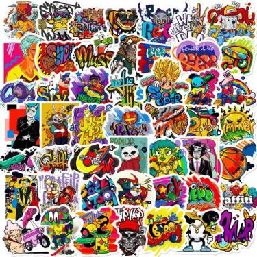 Imagem de Pacote de adesivos Retro Graffiti, 50 unidades, câmera vintage, comida