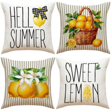 Imagem de Conjunto de fronhas com tema de verão com limão e margarida x4 - Yiwei