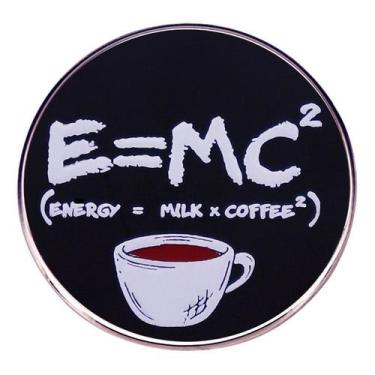 Imagem de Brooch Pins Funny Physics E = MC² Coffee Equation Alloy - Yiweisai