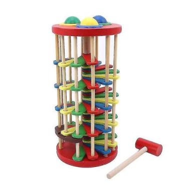 Imagem de Brinquedo de blocos de construção de madeira colorido Tree Ball Run Tr