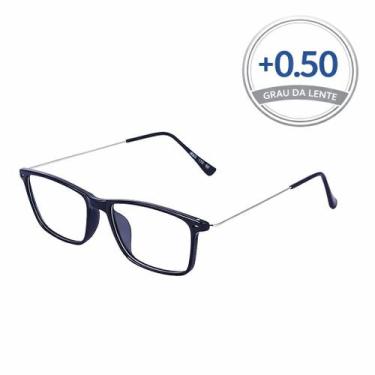 Imagem de Óculos de Leitura Retangular em Metal  Lentes com Grau  Descanso e Pre
