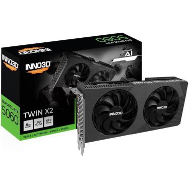 Imagem de Placa de Video Inno3D RTX 5060 Twin X2 NVIDIA Geforce, 8GB,2497MHz, FP4 e DLSS 4-N50602-08D7-195071N-Unissex