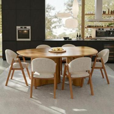 Imagem de Conjunto Mesa de Jantar Ravena 1.80m Tampo Organico com 6 Cadeiras em 