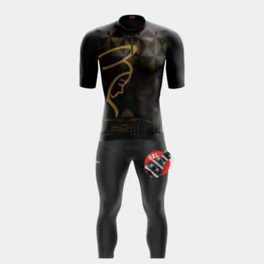 Imagem de Conjunto de Ciclismo Masculino Camisa Manga Curta e Calça de Forro Gel Proteção Uv-Masculino
