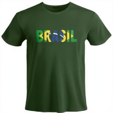 Imagem de Camiseta Casual Bandeira Brasil Manga Curta em Algodão Leve e Confortável Copa do P ao G1-Masculino