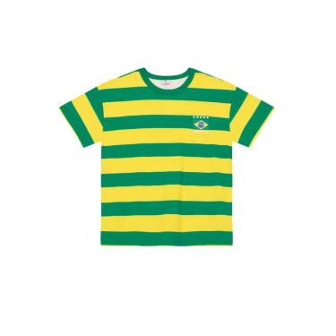 Imagem de Camiseta infantil unissex listrada do Brasil Brandili