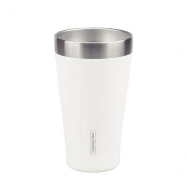 Imagem de Copo Térmico Branco Em Aço Inox Tramontina Exata Sem Tampa 550ml