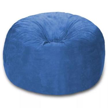 Imagem de Puff Redondo 80x20 Em Suede Azul Royal Com Enchimento - Berlo
