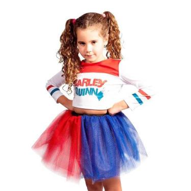 Imagem de Fantasia Arlequina Feminina Infantil Com Blusa E Saia - NB, M 5 - 8, B