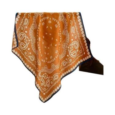 Imagem de Bandanas De Algodão Com Estampa Floral, Lenço Quadrado De 70cm, Acessó
