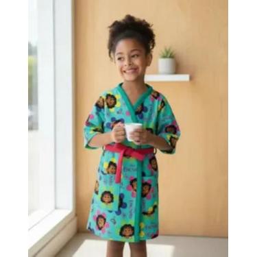 Imagem de Roupão Aveludado Infantil Quimono Estampado Encanto M Lepper