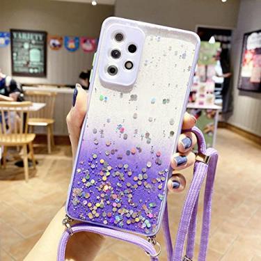 Imagem de Corrente de corda de corda de moda de silicone macio colar talabarte caso de telefone para Samsung Galaxy A12 A22 A32 A42 A52 A72 A82 4G 5G Shell de proteção, roxo, para A72 4G ou A72 5G